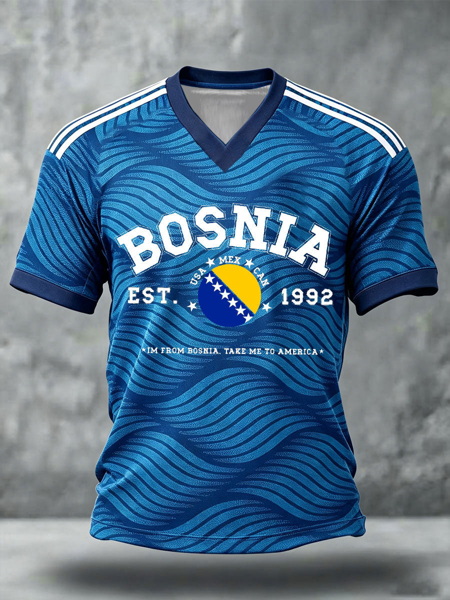 Herren-T-Shirt mit Bosnien-Sportmotiv und Aufdruck