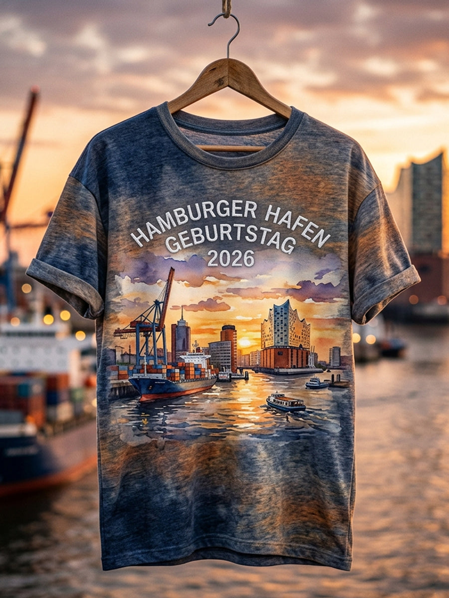 Herren-T-Shirt Hamburger Hafen 2026 Geburtstagsedition