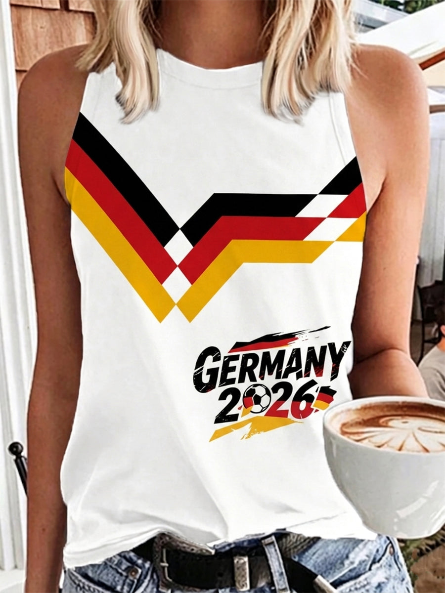 Damen Deutschland Fußball Fan Print Weste Top