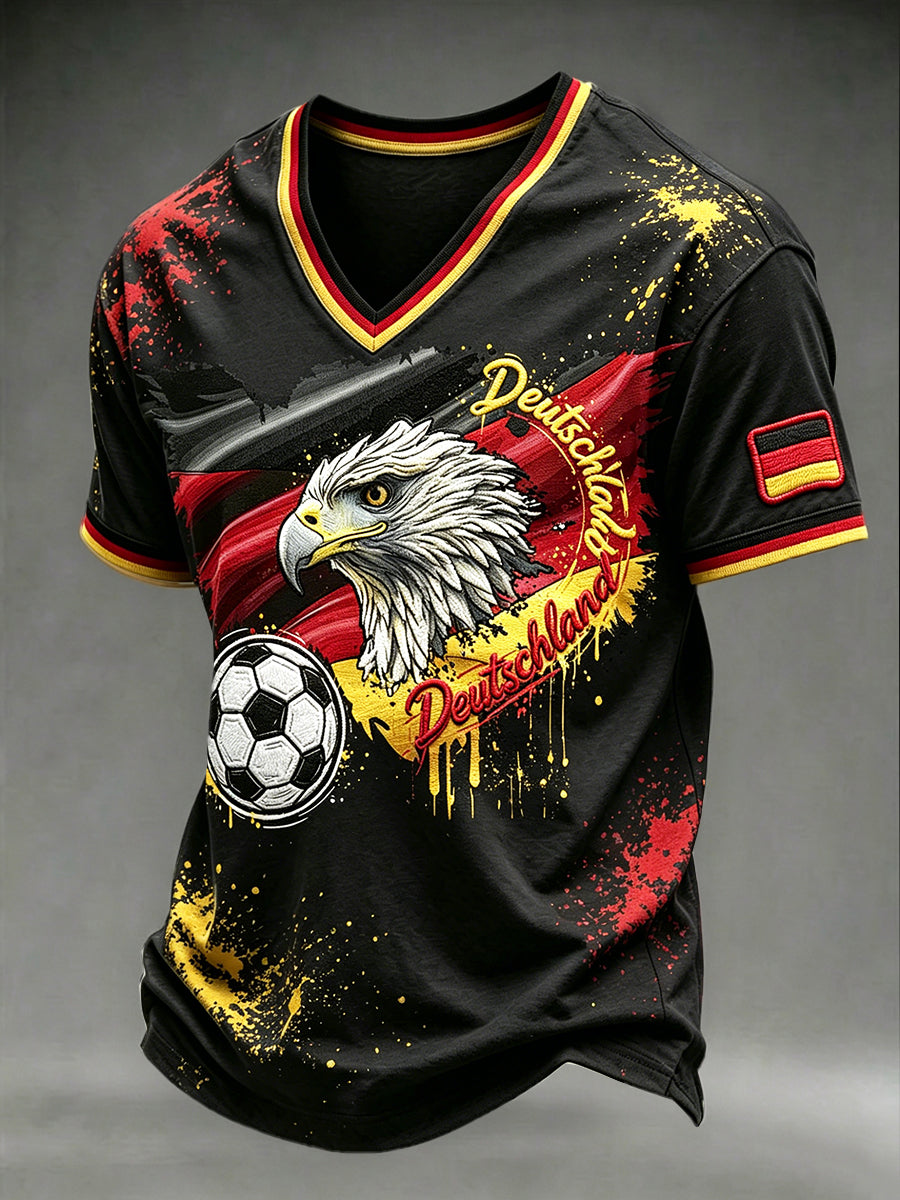 Herren T-Shirt mit V-Ausschnitt, Schwarz