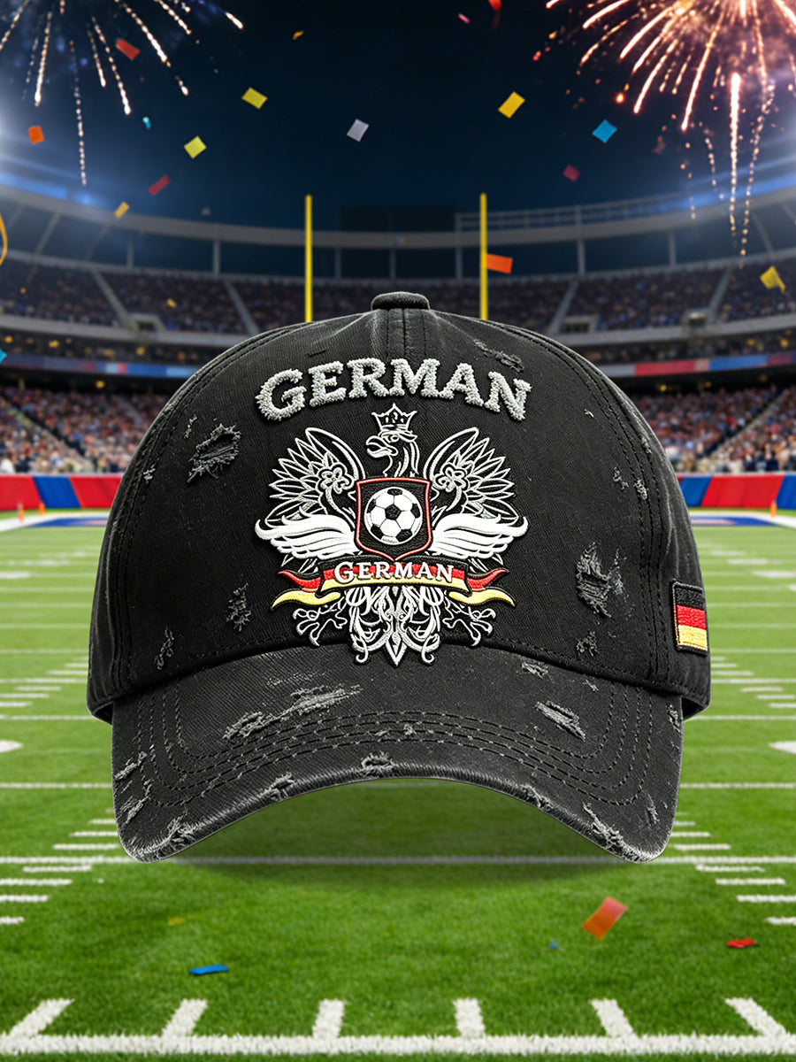 Schwarze deutsche Flag-Football-Print-Kapuzen-Casual-Mütze
