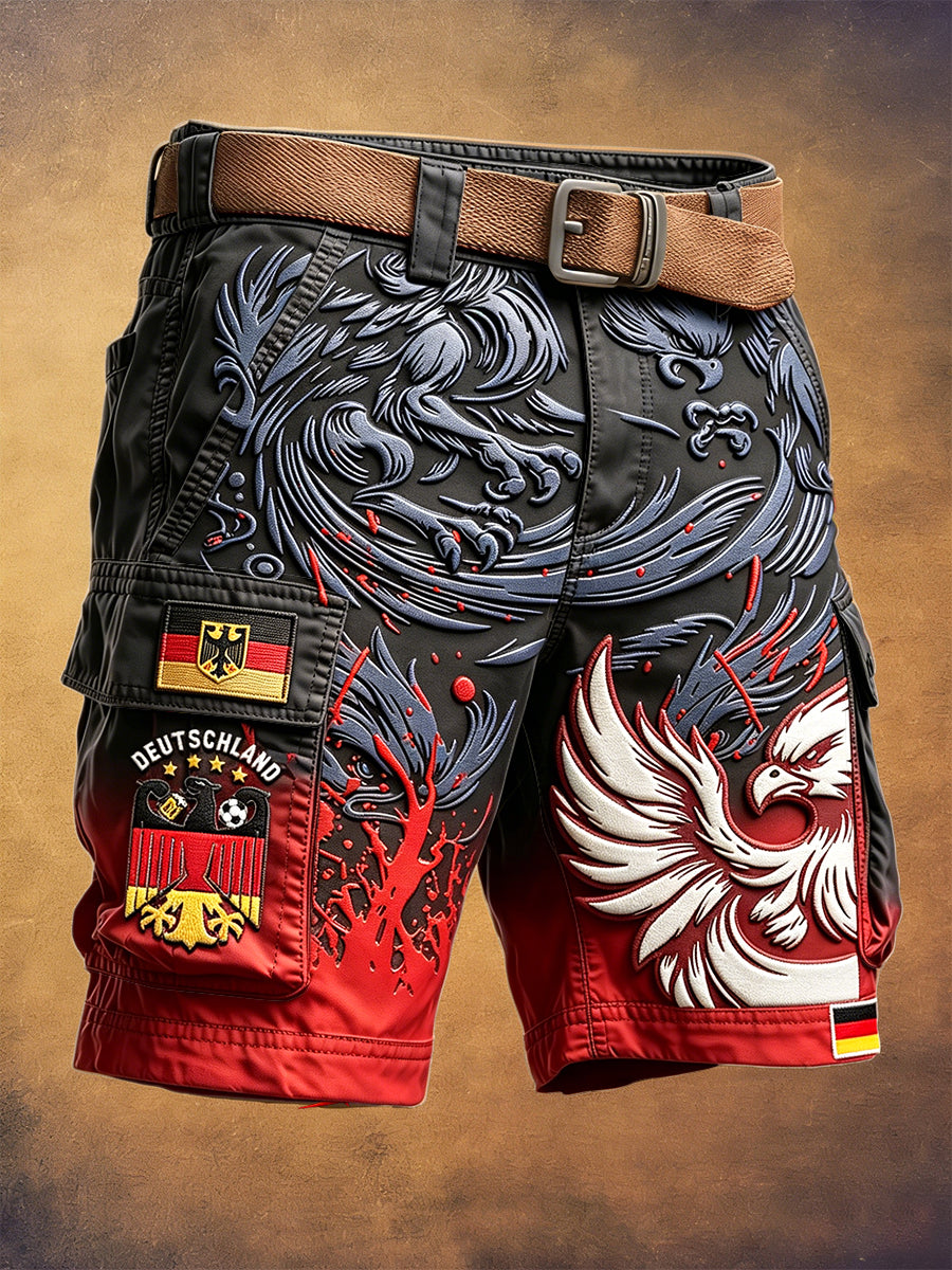 Herren-Freizeit- und Arbeitsshorts mit 3D-Druckmotiv deutscher Adler Fußball