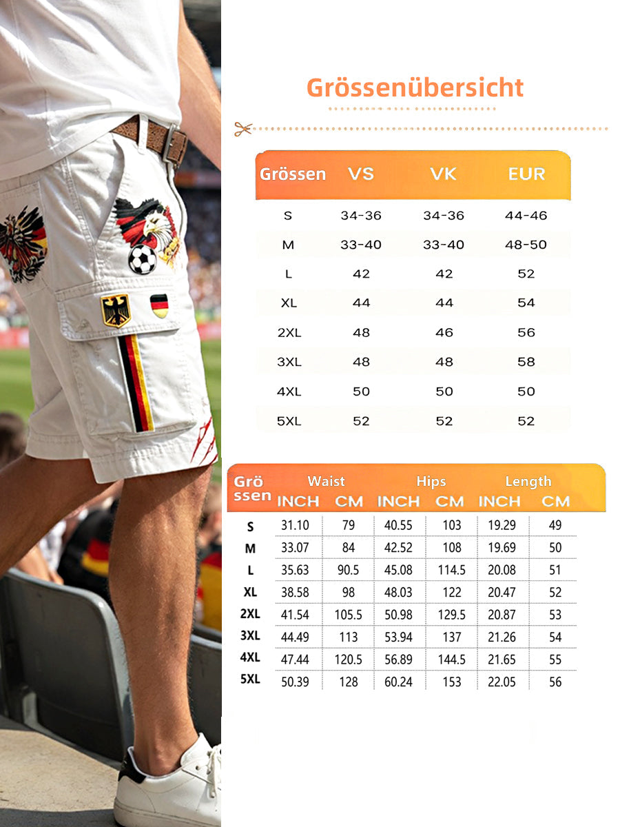 Herren-Shorts mit deutschem Adler-Fußballmotiv, lässige Freizeit- und Business-Mode