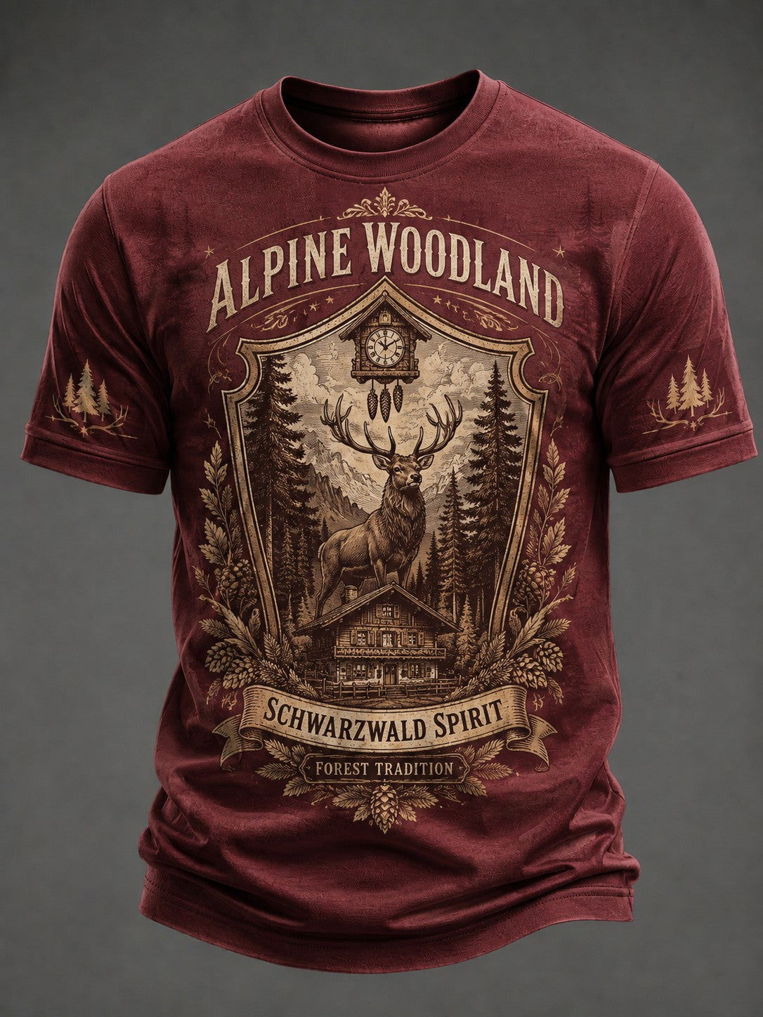 Herren-T-Shirt aus Deutschland im Schwarzwald-Stil mit Vintage-Print