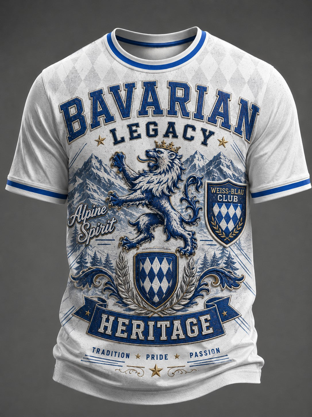 Herren-T-Shirt mit deutschem bayerischem Löwen-Print
