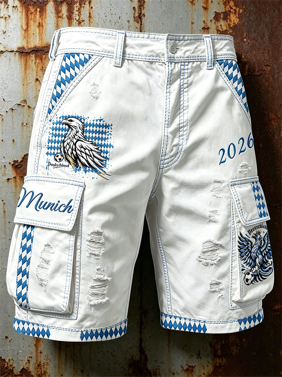 Herren-Shorts im deutschen bayerischen Stil mit Adlermuster, lässig für die Arbeit