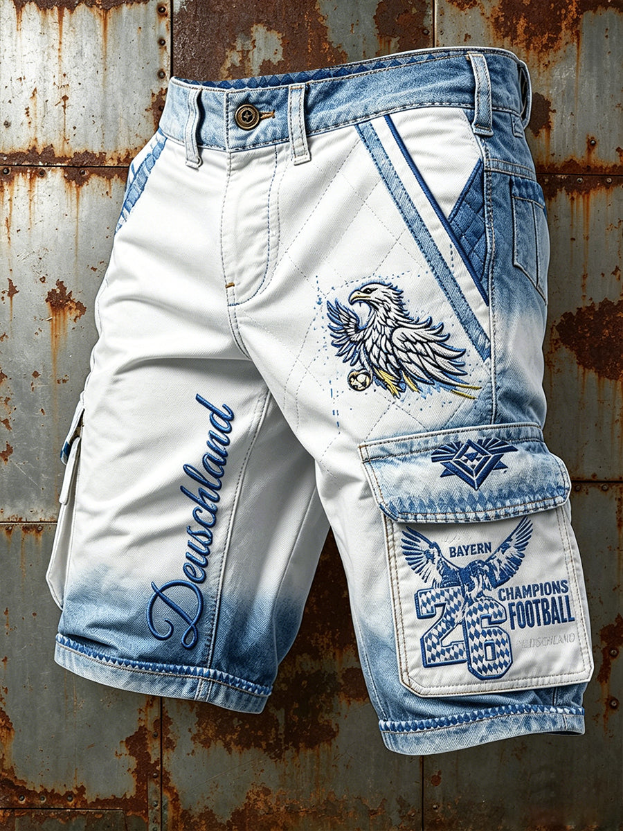 Herren Weiß Deutscher Fußball Bayerischer Adler Gradienten druck Freizeit arbeits shorts