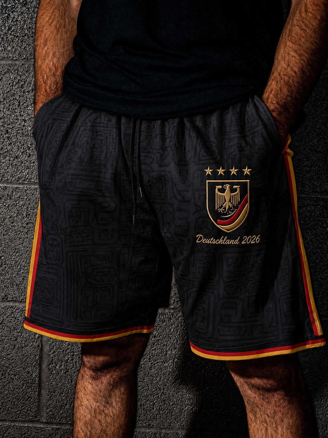 Herren-Fußball-Shorts mit Deutschland-Druck