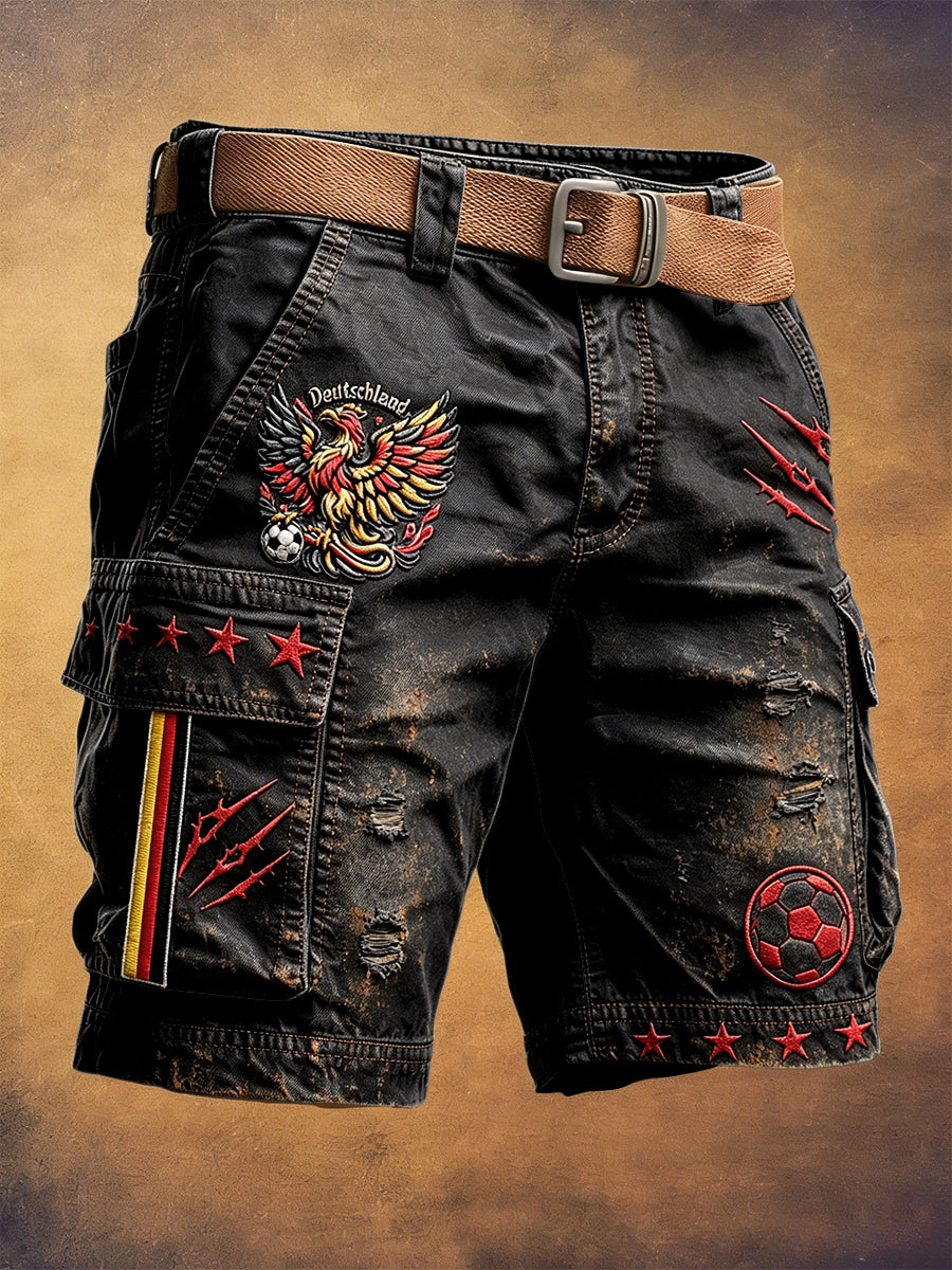 Herren deutsche Fußball Retro Print Freizeit arbeits shorts