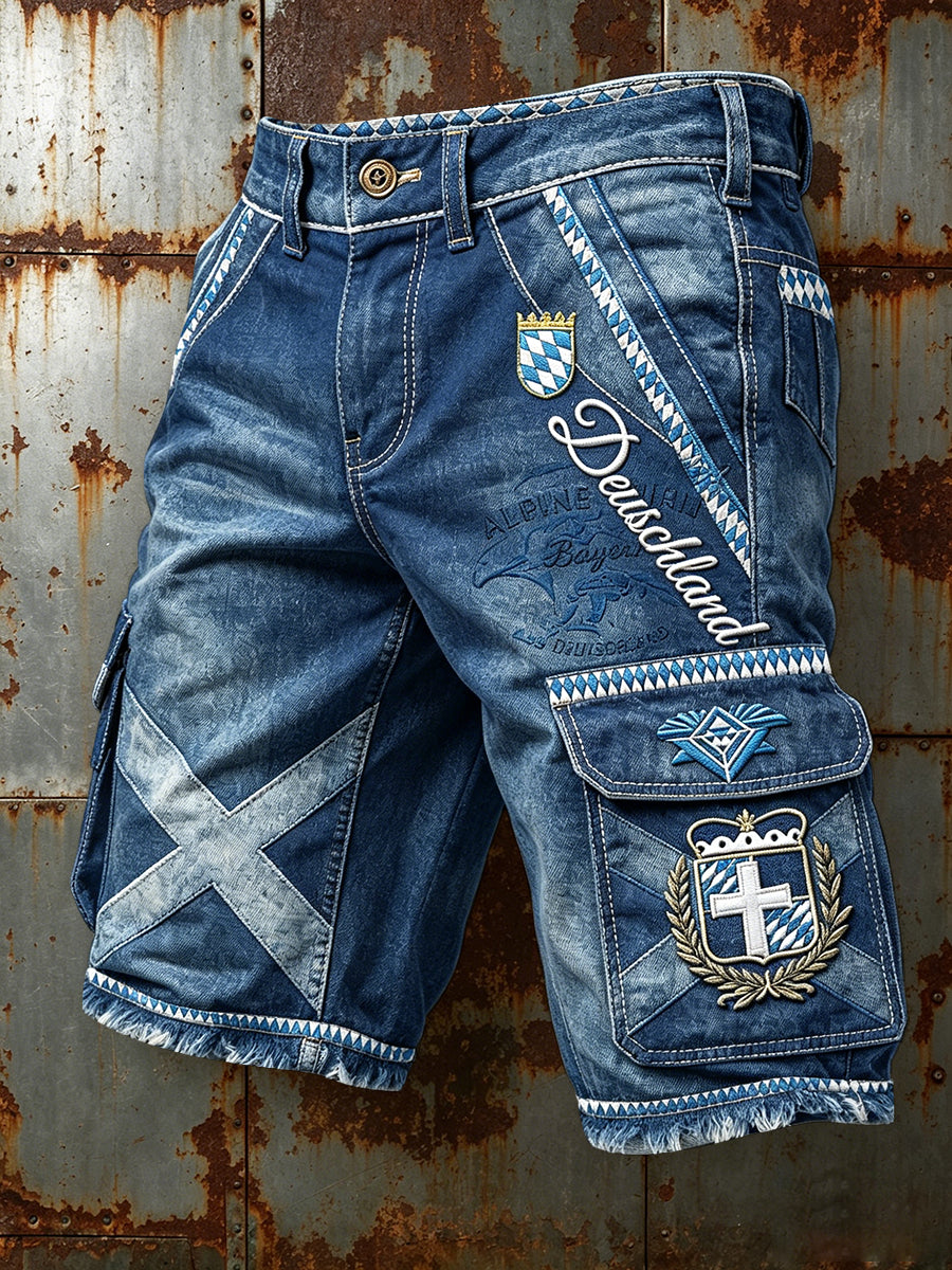 Bayerische Jeans-Print für Männer im deutschen Stil, lässige Mode-Arbeits shorts