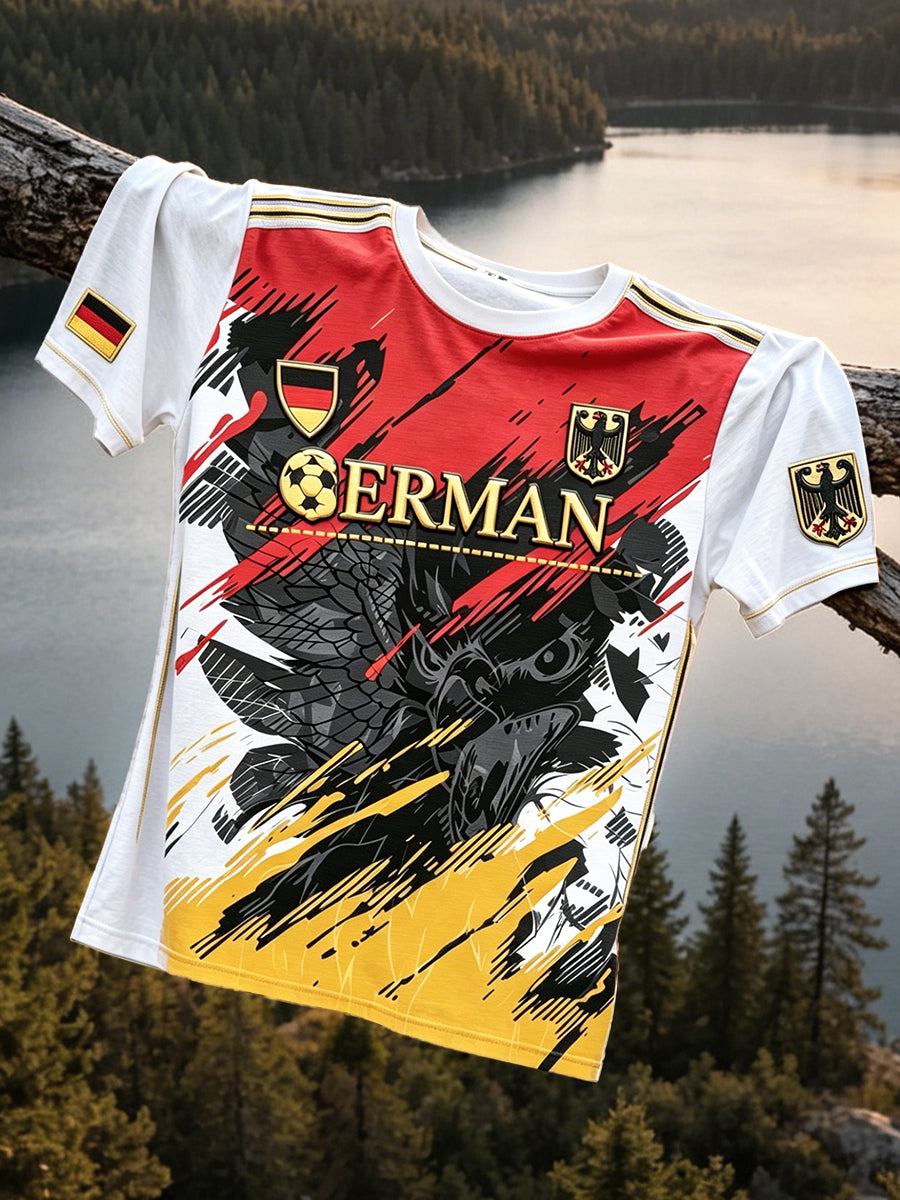 Herren deutsche Flagge Fußball Graffiti Casual T-Shirt