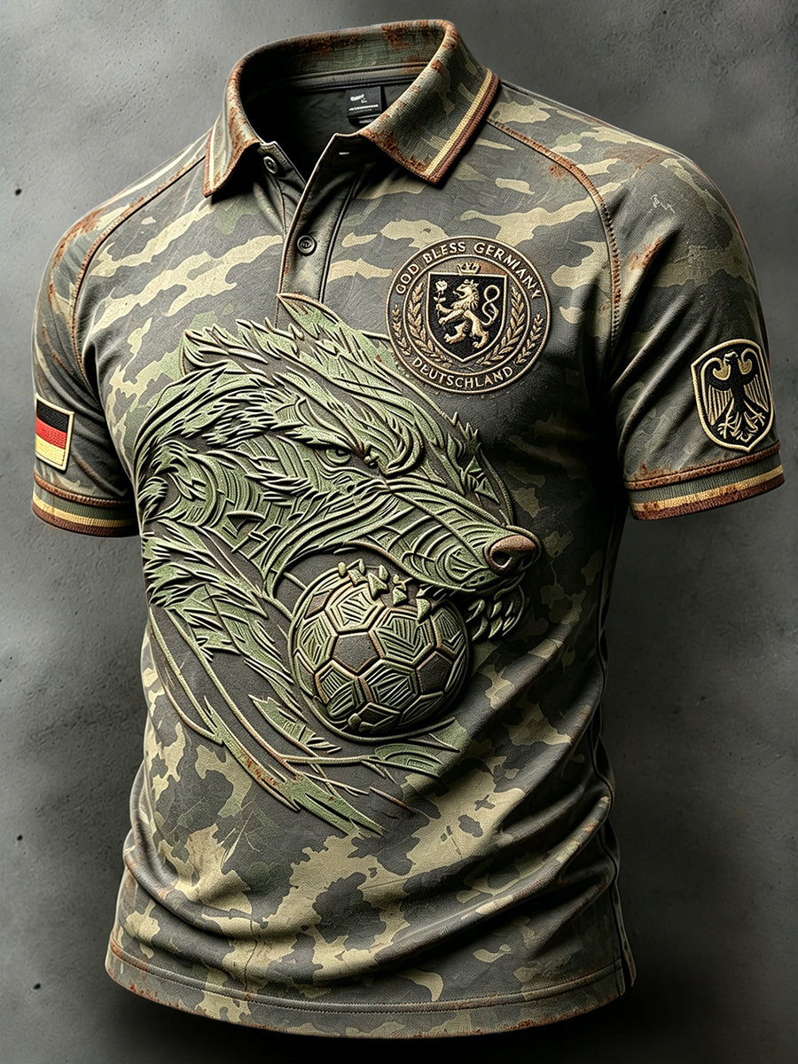 Herren-Retro-Tarnung Patchwork-Print-Polo-Shirt