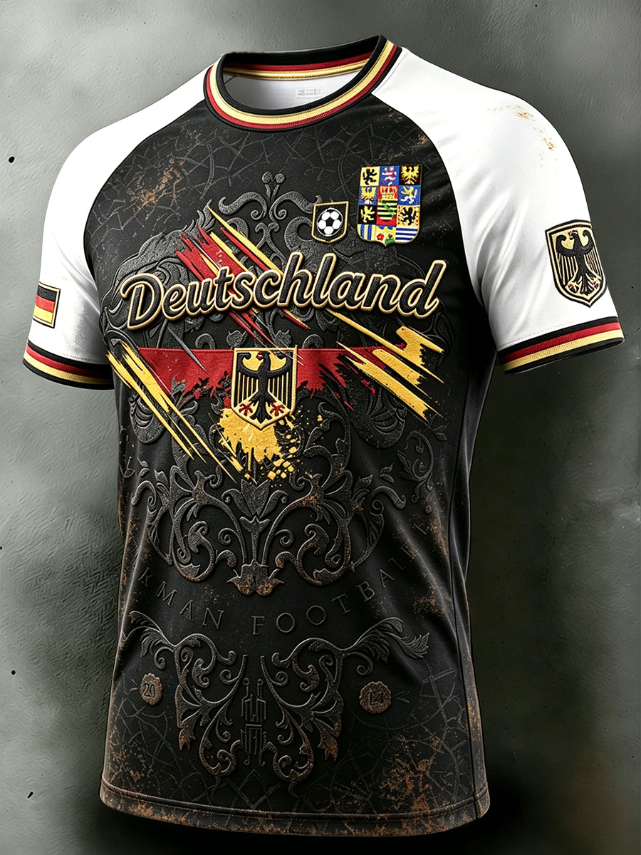 Herren-Fußball-T-Shirt mit 3D-Druck, lässig, Drop-Shoulder-Schnitt