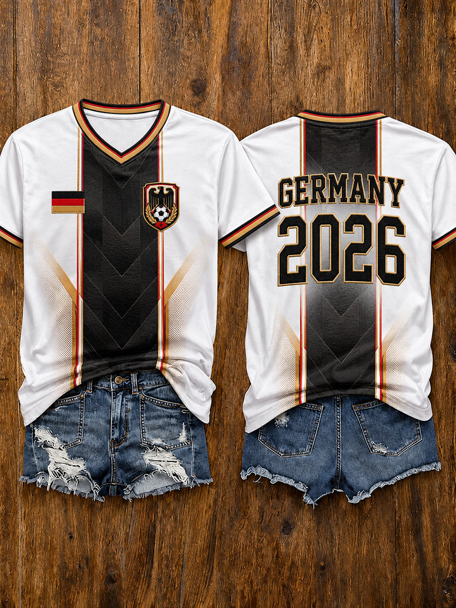 Damen-Fußballfan-T-Shirt mit kurzen Ärmeln, Deutschland 2026