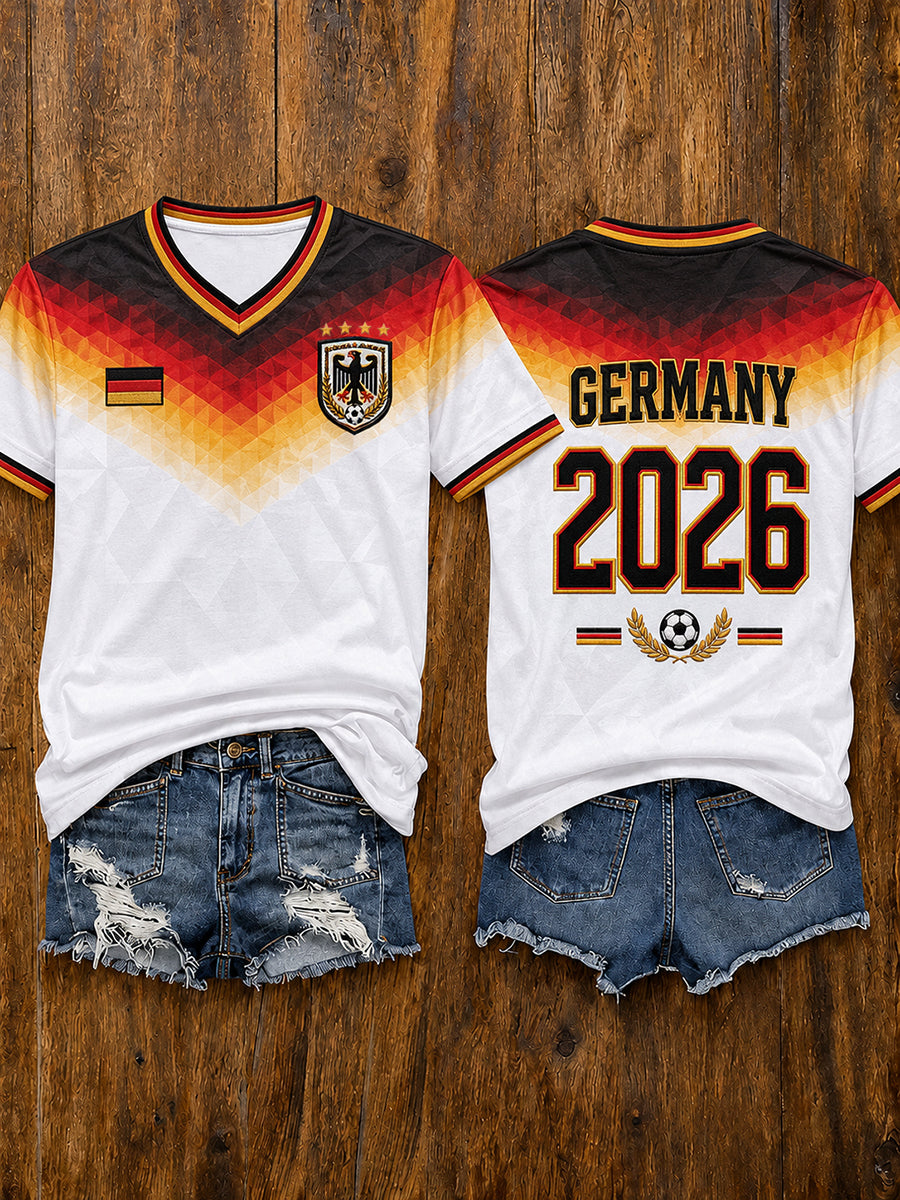 Damen-Fußballfan-T-Shirt mit kurzen Ärmeln, Deutschland 2026