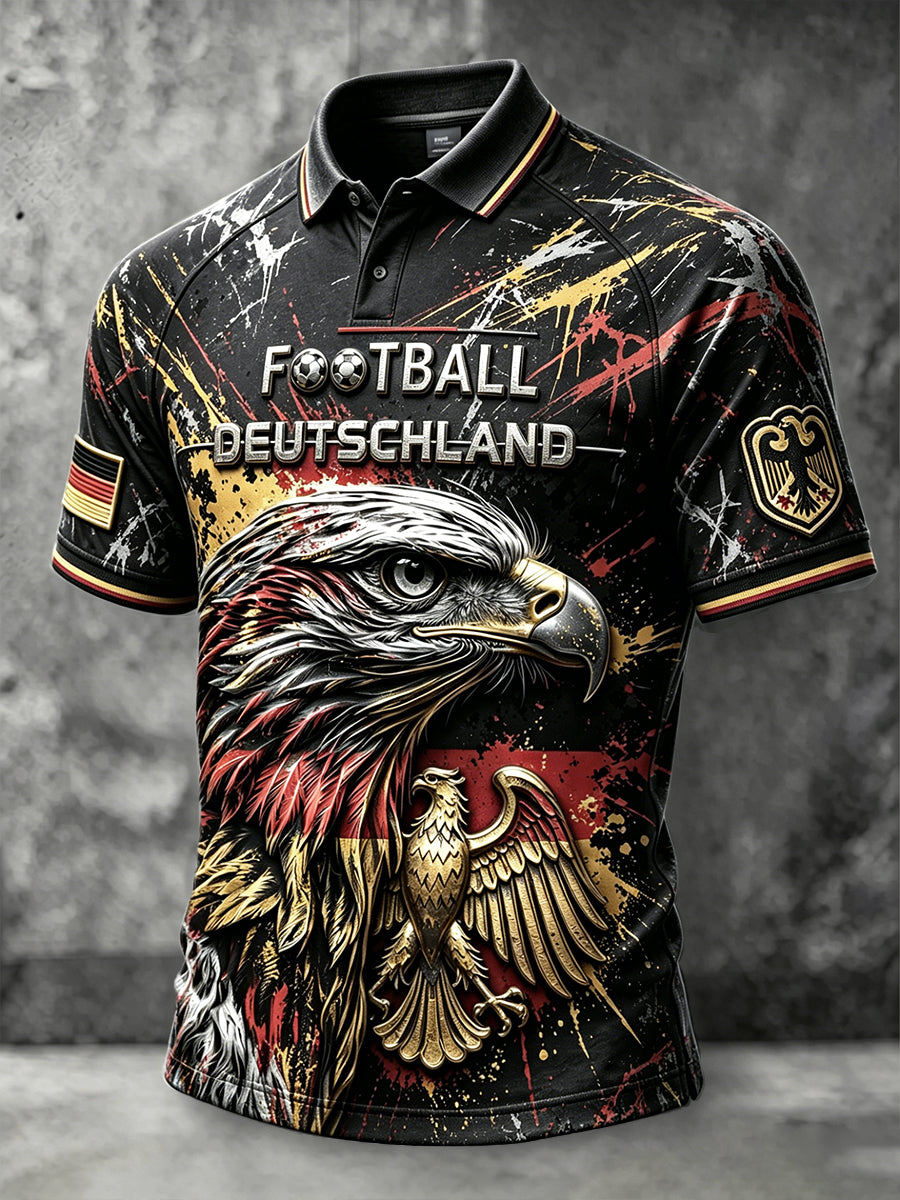 Herren-Poloshirt im Retro-Design mit deutschen Adlermotiven, lässiger Stil