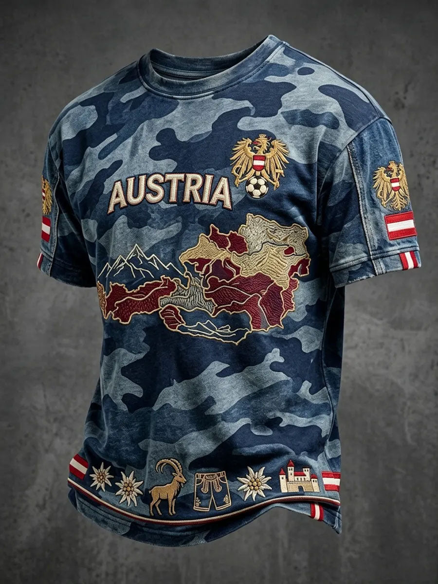 Herren Österreich Fußball Liebhaber Kunst bedrucktes T-Shirt