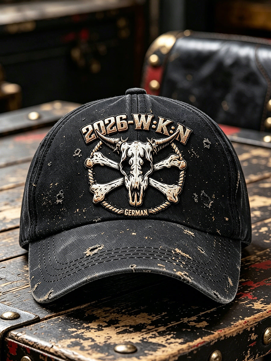 Schwarzer deutscher Wacken Metal Festival Hole-Gemusterte Casual Punk-Style Cap
