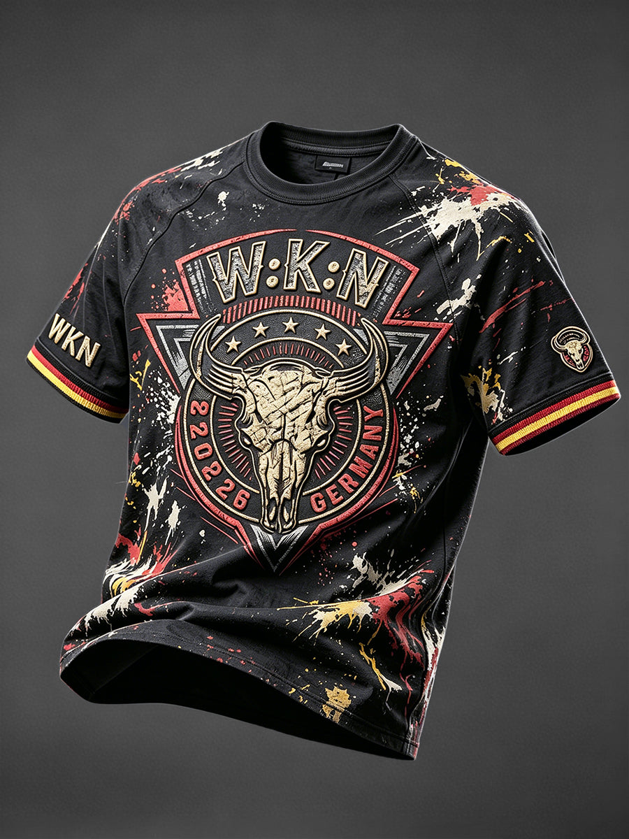 Herren Vintage Deutsches Wacken Metal Festival Print Casual Mode T-Shirt