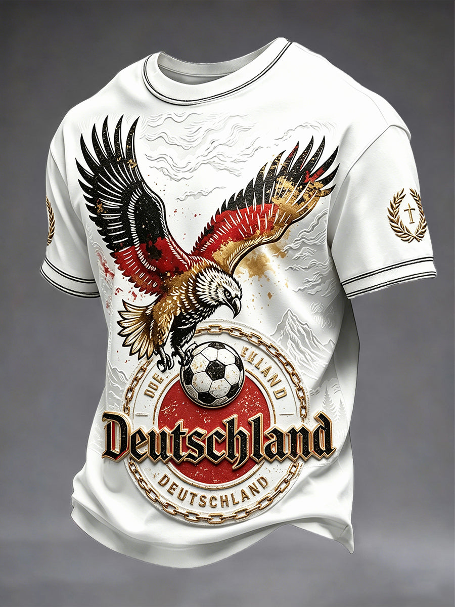 Männer weißes deutsches Fußball 3D-gedrucktes lässiges T-Shirt