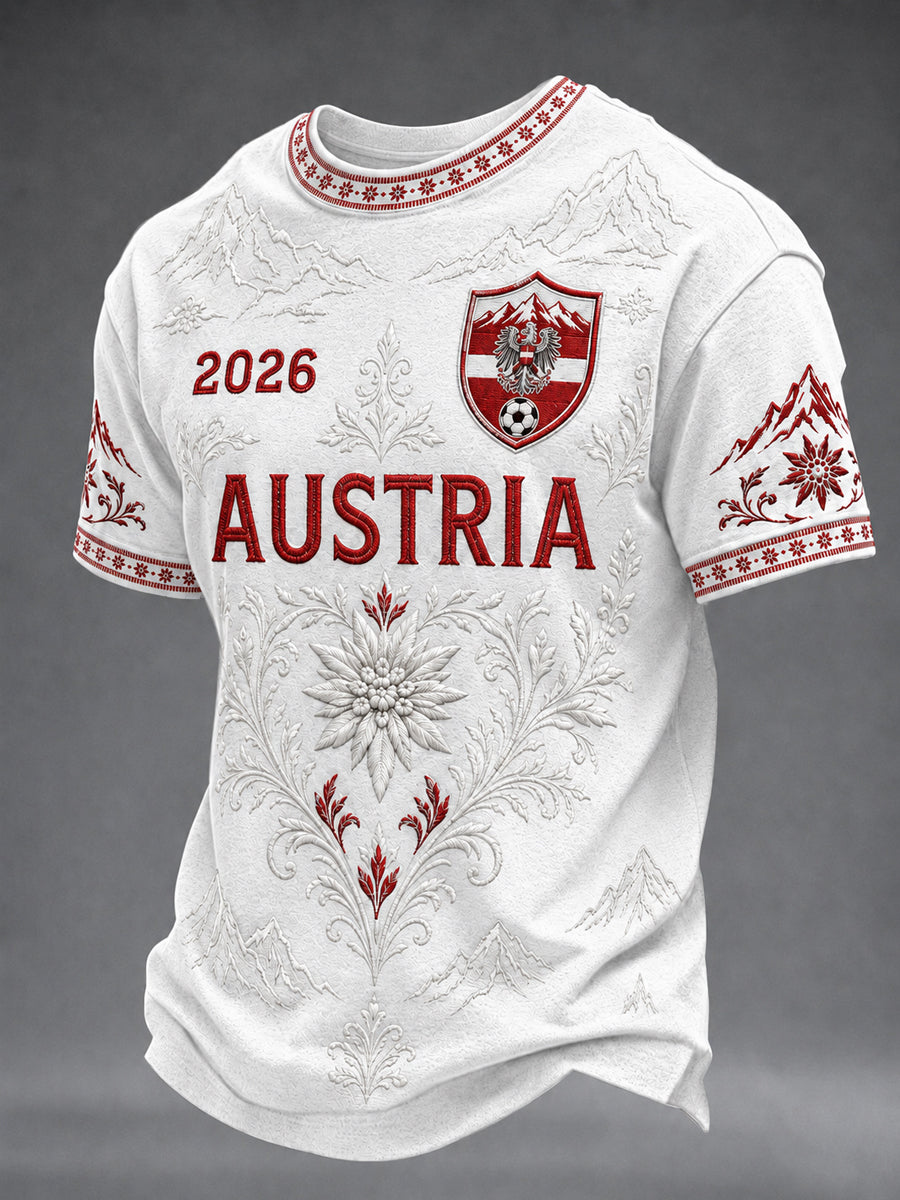 Herrengeschenk für Fußballfans – bedrucktes, lässiges Kurzarm-T-Shirt mit Rundhalsausschnitt