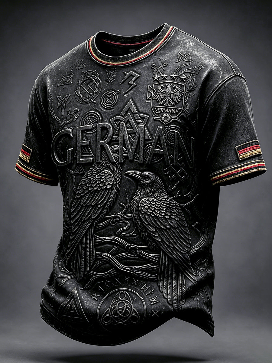 Herren Schwarz Deutsch Fußball 3D-gedrucktes lässiges T-Shirt