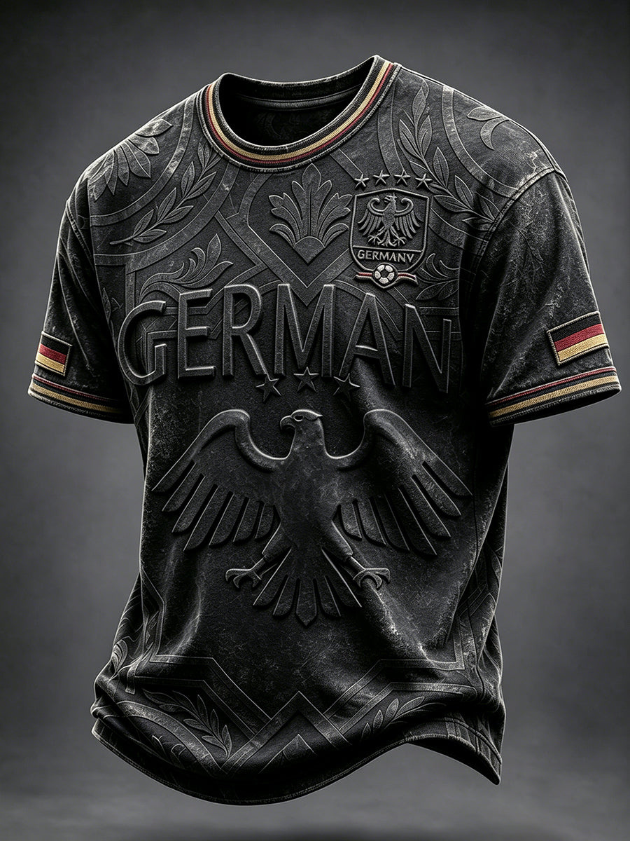 Herren Schwarz 2026 Deutsch Fußball Print Casual T-Shirt