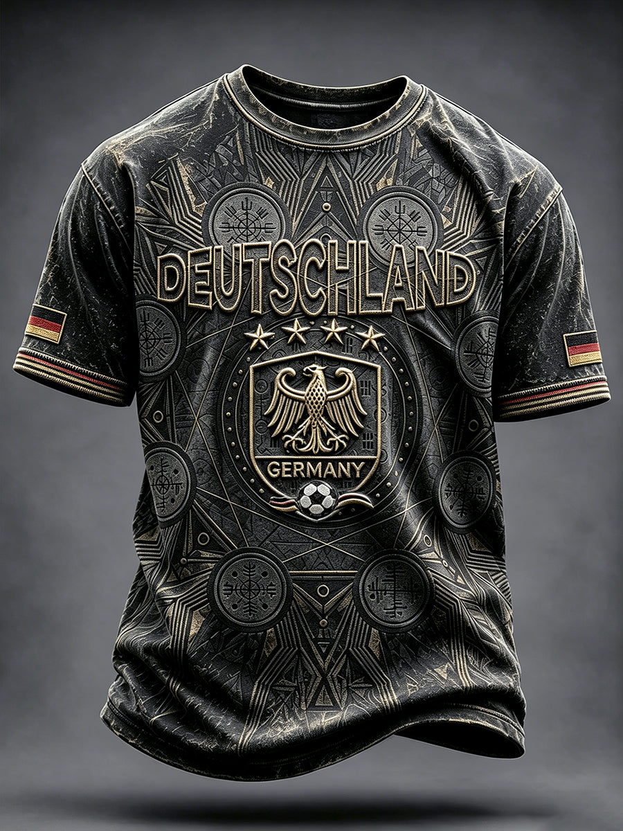 Herren Vintage T-Shirt mit deutschem Fußball druck lässig