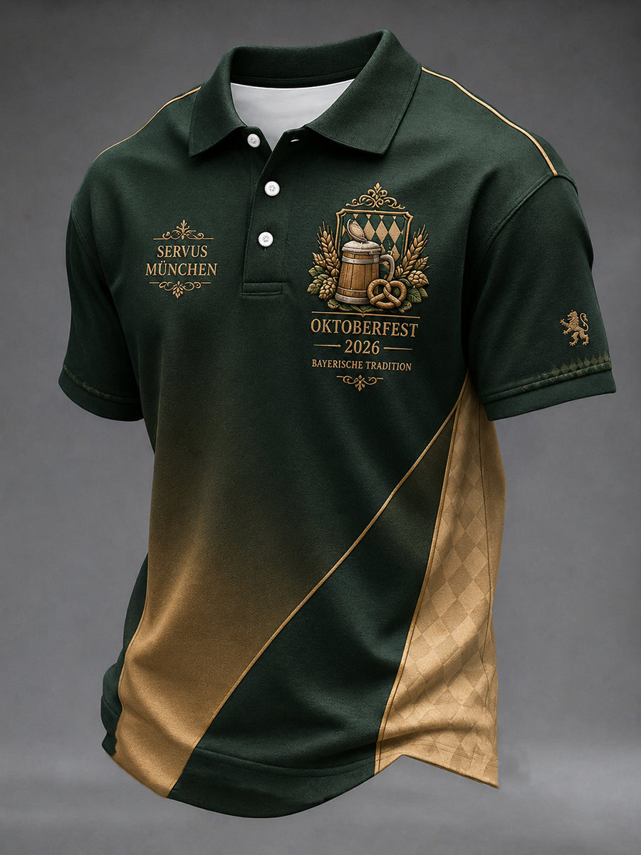 Herren-Oktoberfest-Shirt mit Kurzärmeln und Print