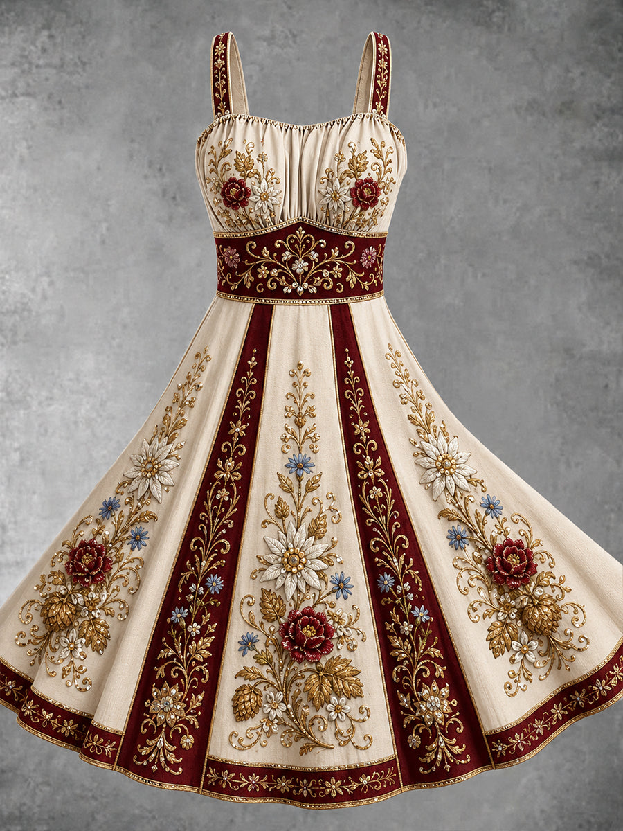 Damen-Oktoberfest-Kleid mit Blumenmotiv
