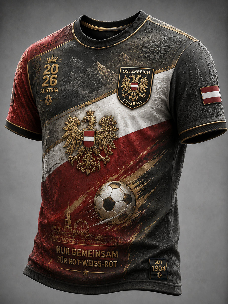 2026 österreichi scher Adler Fußball im Vintage-Stil lässig T-Shirt