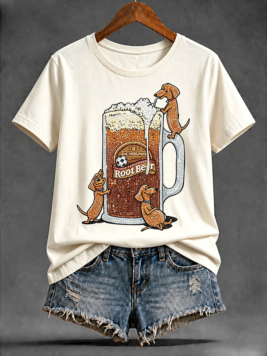 Damen-T-Shirt mit Bierfußball-Print – lässig und bequem