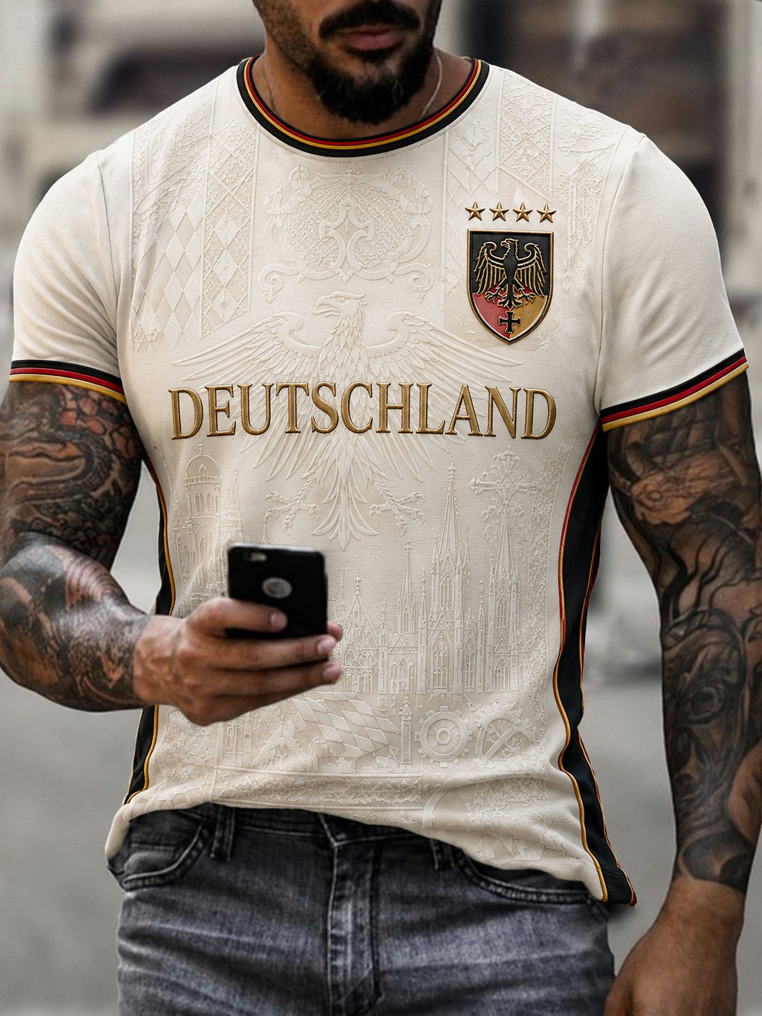 Herren-Fußball-T-Shirt mit Deutschland-Druck