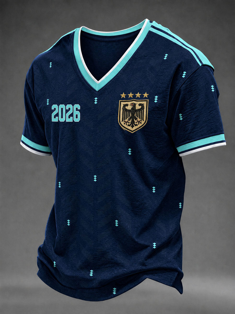 Herren-Deutschland-Fußball-T-Shirt mit kurzen Ärmeln