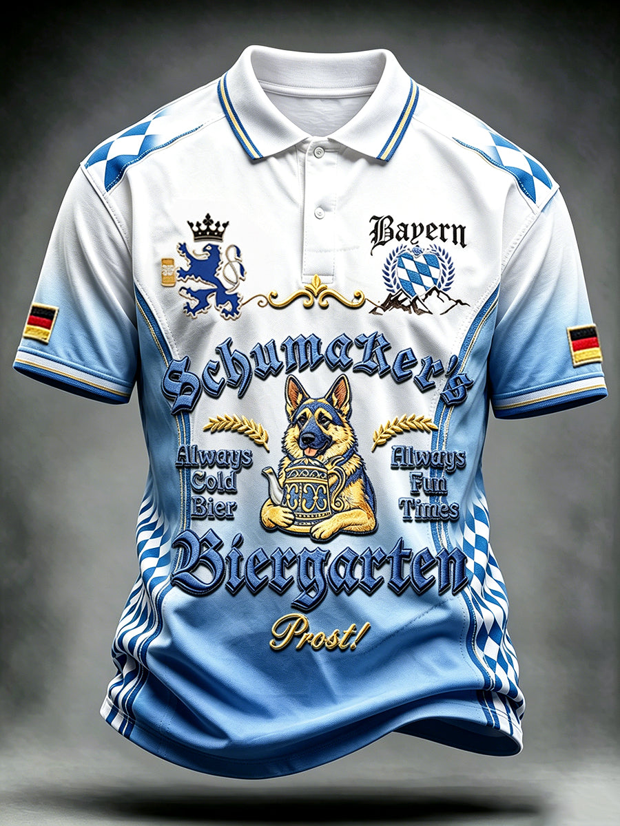 Herren-Poloshirt im deutschen bayerischen Hunde-Verlaufsmuster, lässig