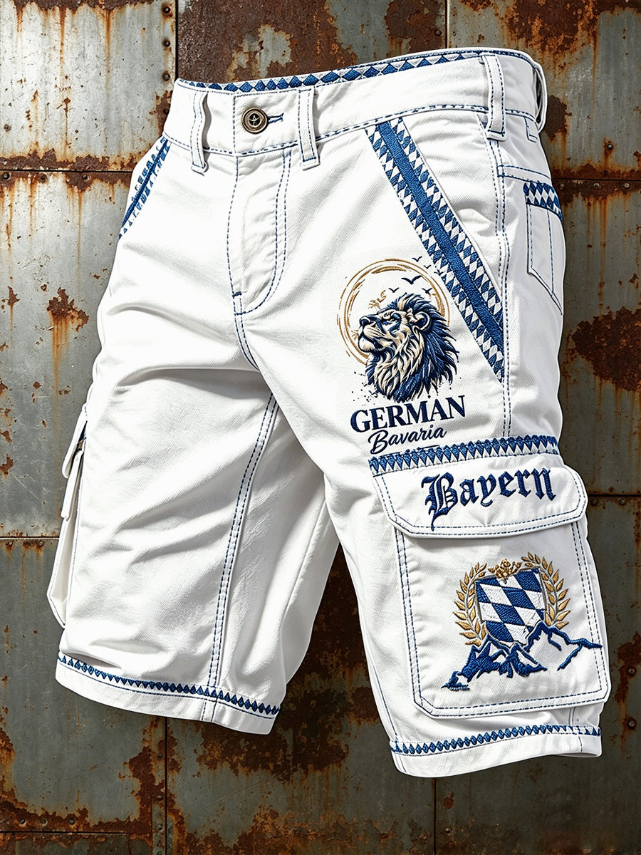 Herren-Shorts im deutschen bayerischen Stil mit Löwenmuster, lässig und für die Arbeit geeignet