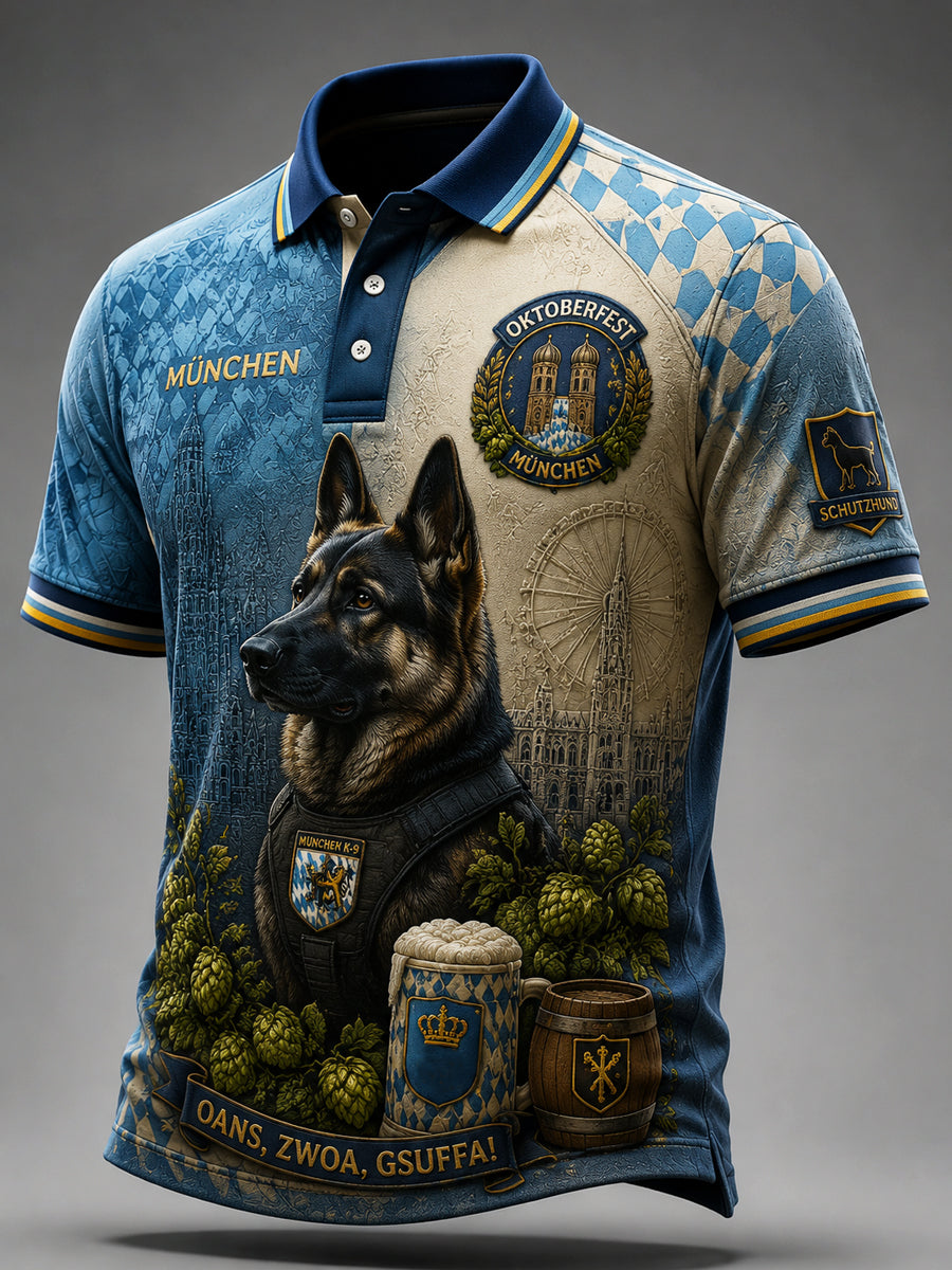 Lässiges Poloshirt im Retro-Münchner-Stil für Bierliebhaber