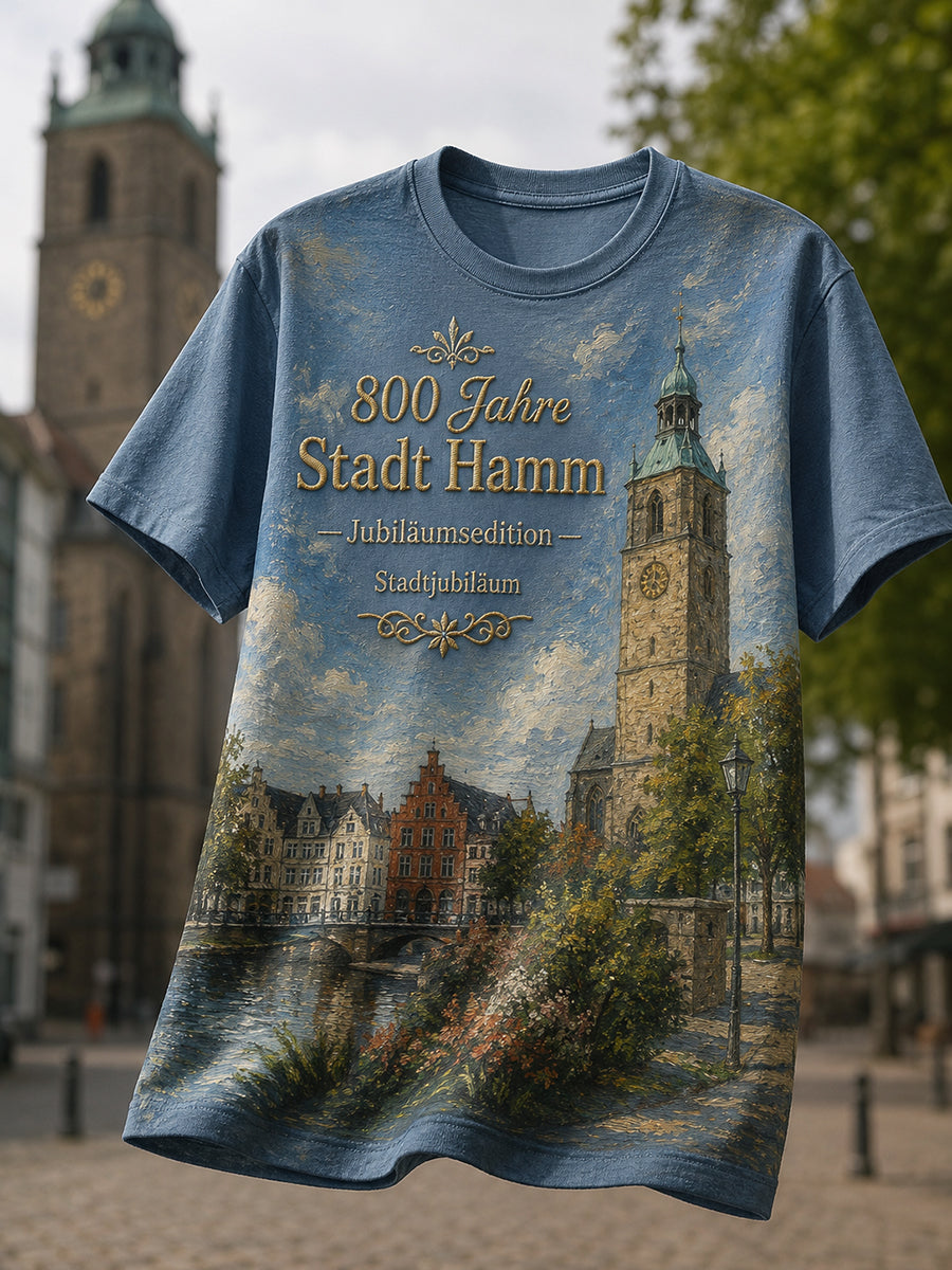 Herren-T-Shirt mit Aufdruck „800 Jahre Stadt Hamm – seit 1226“