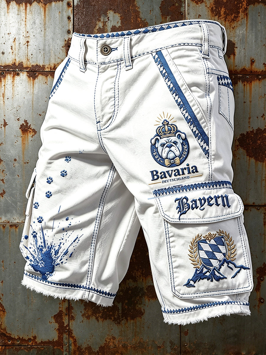 Herren Deutsch Bayerische Französische Bulldogge Print Weiß Freizeit arbeits shorts
