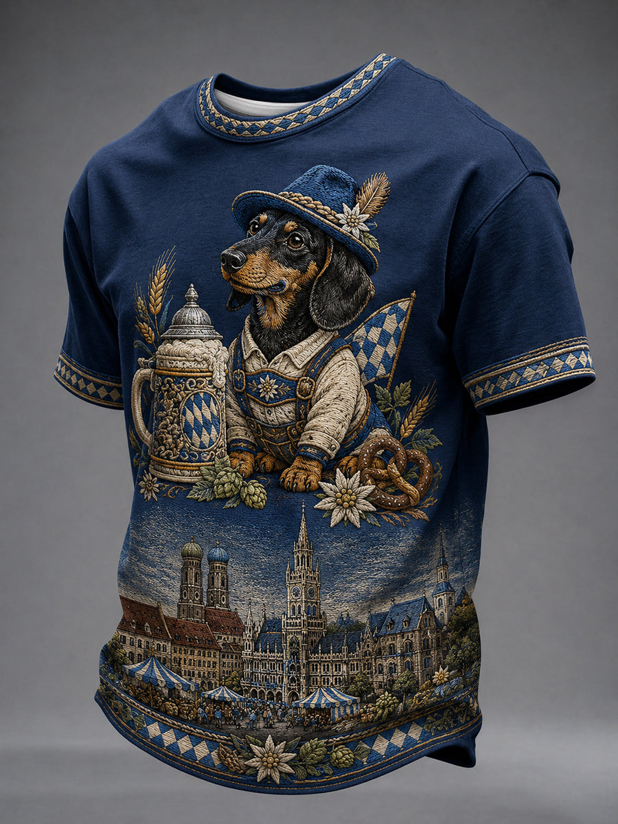 Herren-Oktoberfest-T-Shirt aus München mit Dackelmotiv