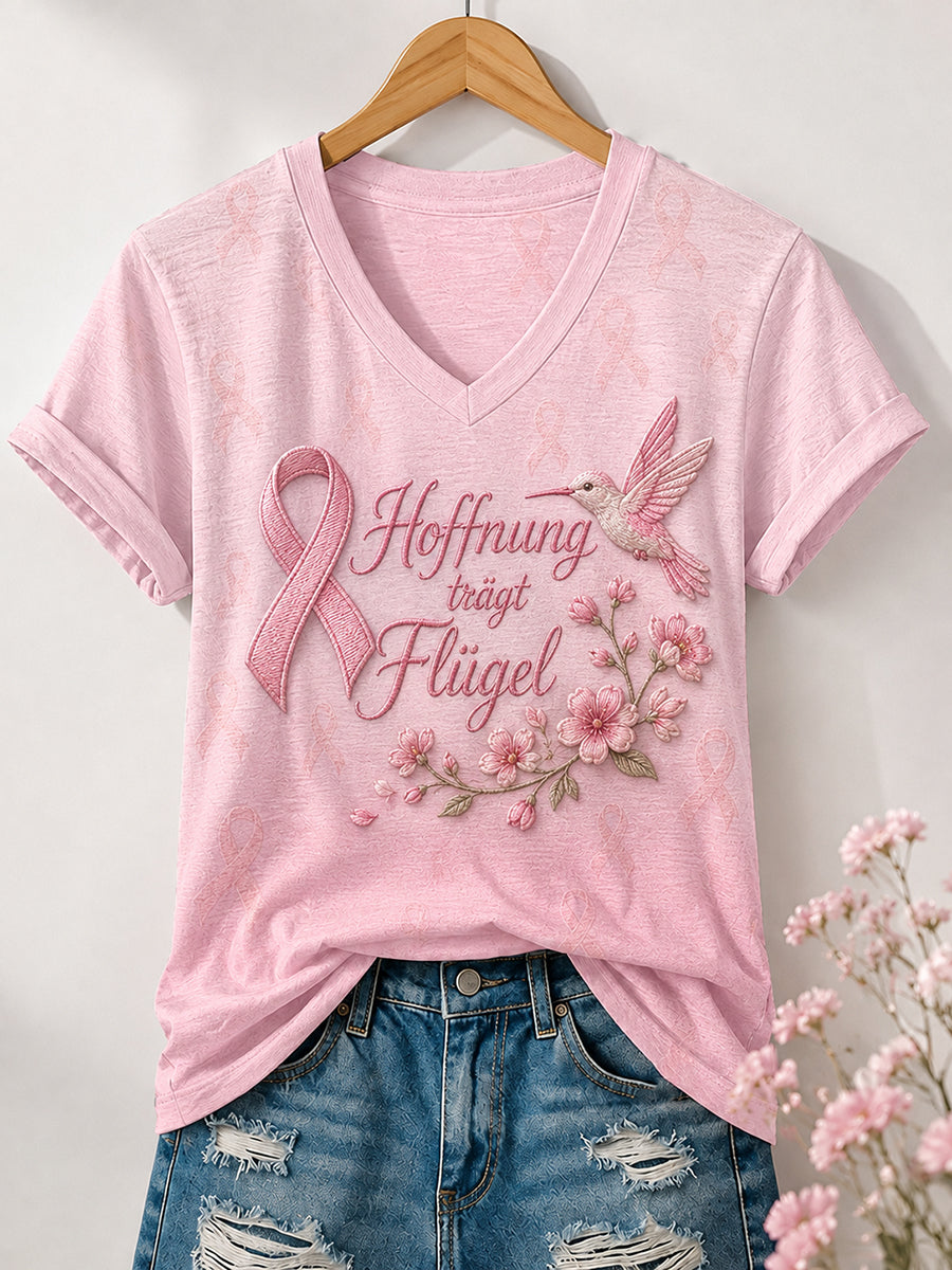 T-Shirt mit Aufdruck zur Brustkrebsbewusstseinsbildung bei Frauen
