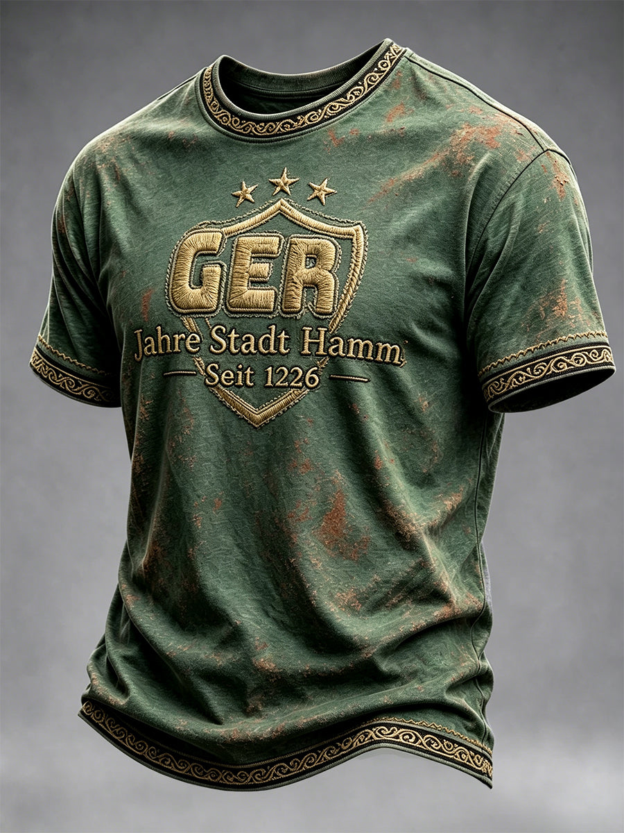 Herren-Vintage-Deutschland-Hamm-800-jähriges-Jubiläumsdruck-Lässiges-T-Shirt