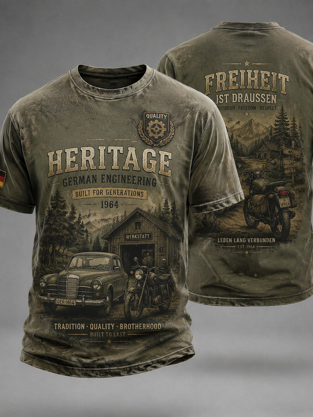 Bedrucktes Herren-T-Shirt im deutschen Stil