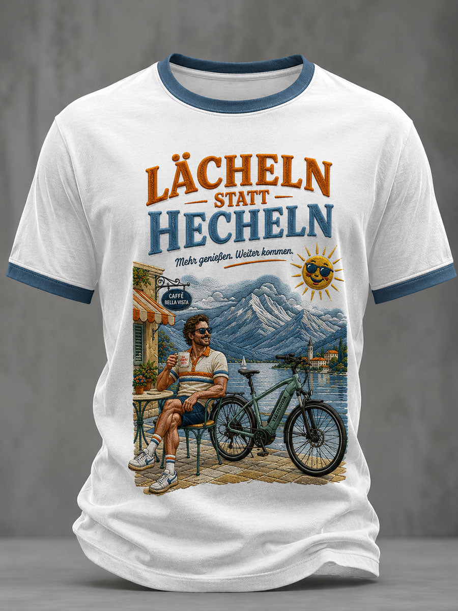 Herren-T-Shirt mit LÄCHELN-STATT-HECHELN-Print und kurzen Ärmeln
