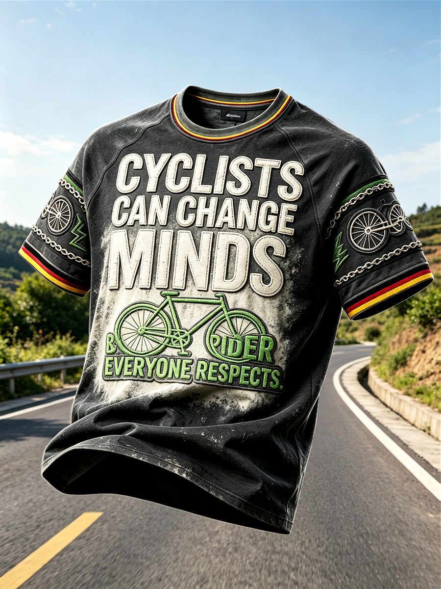 Herren-T-Shirt im Vintage-Stil mit Graffiti-Print zum Radfahren, in Deutschland hergestellt