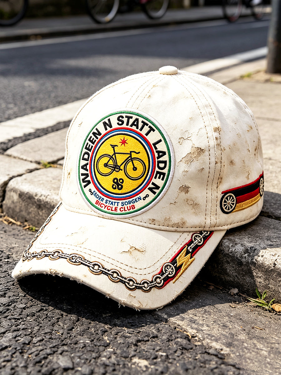 Retro weißer deutscher Fahrraddruck lässiger Hut