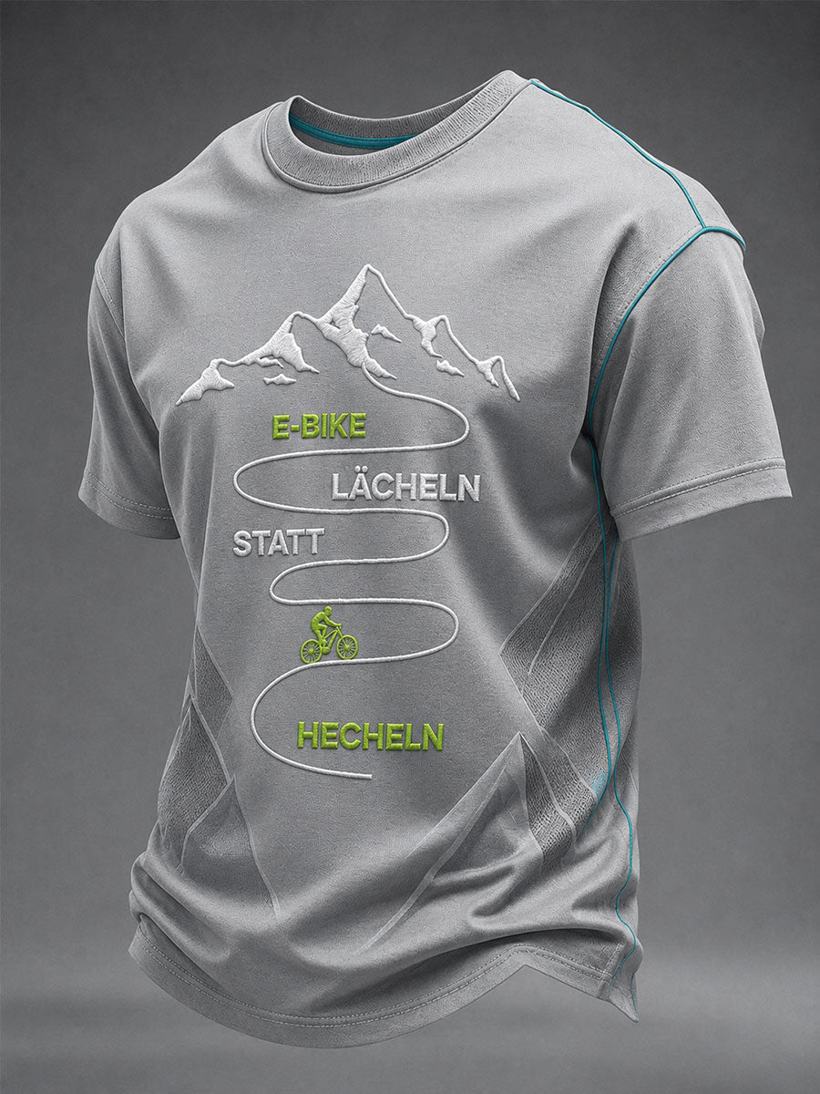 Herren-E-BIKE LÄCHELN STATT HECHELN T-Shirt mit kurzen Ärmeln