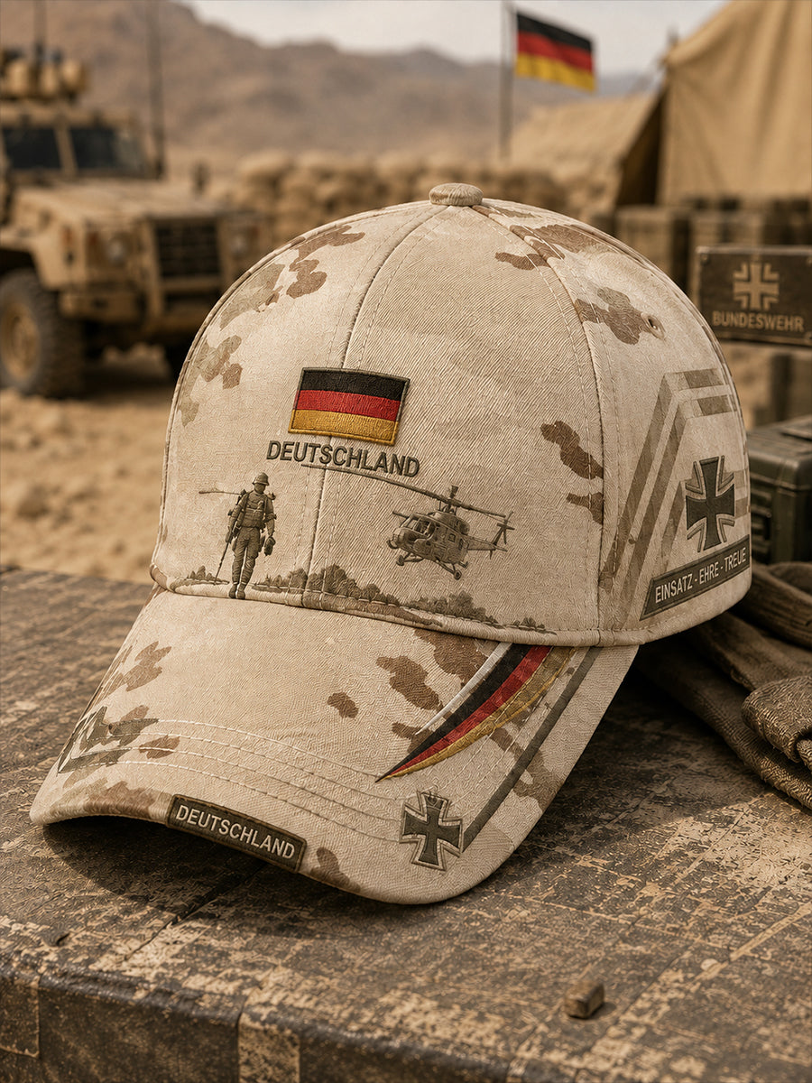 Hat With Vintage-Style Military Print