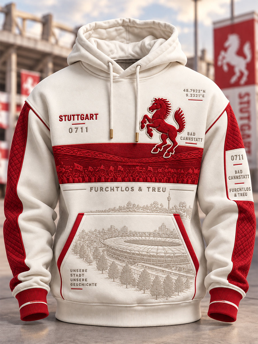 Men's Vfb Stuttgart Oversized Drop-Shoulder Hoodie With Pockets