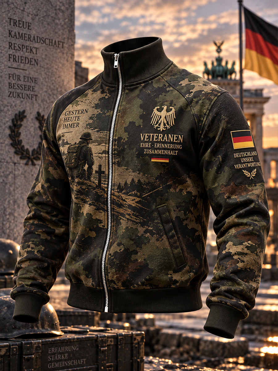 Men's Long-Sleeve Jacket With Veteran Memorial Graphic Print